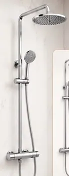 DB Homés DBR301CH three way round thermostatic shower mixer in chrome with round rain head and handset