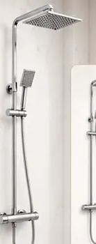 DB Homés DBSQ301CH three way square thermostatic shower mixer in chrome with slim square rain head and handset