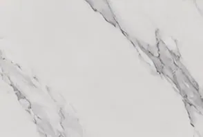 Close detail of the DB Homés Carrara Marble Gloss PVC wall panel veining