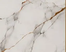 Close detail of the DB Homés Gold Marble Gloss PVC wall panel with gold veining
